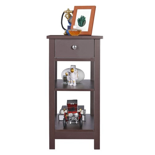Segawe 24'' Narrow Side Table Slim End Table with Drawer and Shelves for Small Space