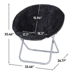 Segawe Set of 2 Faux Fur Saucer Chairs Folding Soft Lounge Moon Chairs for Living Room