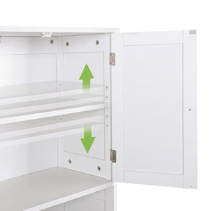 Segawe Bathroom Floor Storage Cabinet w/ 2 Drawers & 2 Doors Adjustable Shelf White