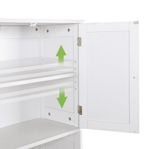 Segawe Bathroom Floor Storage Cabinet w/ 2 Drawers & 2 Doors Adjustable Shelf White