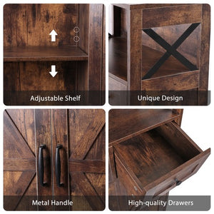 Segawe Bathroom Floor Cabinet w/ 2 Doors 2 Adjustable Shelves for Kitchen Rustic Brown