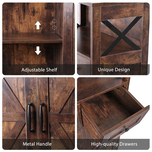 Segawe Bathroom Floor Cabinet w/ 2 Doors 2 Adjustable Shelves for Kitchen Rustic Brown