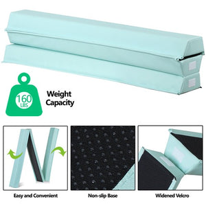 Segawe 9ft Teal Extra Firm Vinyl Balance Beam Folding Gymnastics Beam Tumbling Home
