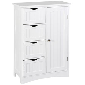 Segawe Wooden Floor Cabinet Side Storage Organizer Bathroom Furniture Home w/4 Drawers
