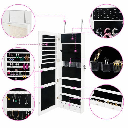 Segawe 4.5" Depth Jewelry Cabinet Armoire Organizer w/Lockable Door Jewelry Box