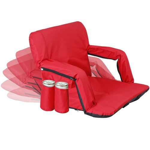 Segawe Reclining Stadium Seat for Bleachers w/ Padded Backrest Adjustable Armrests Red