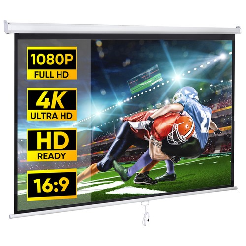 Segawe 80'' Portable Projector Screen 16:9 4K HD Projection Screen Pull Down for Home