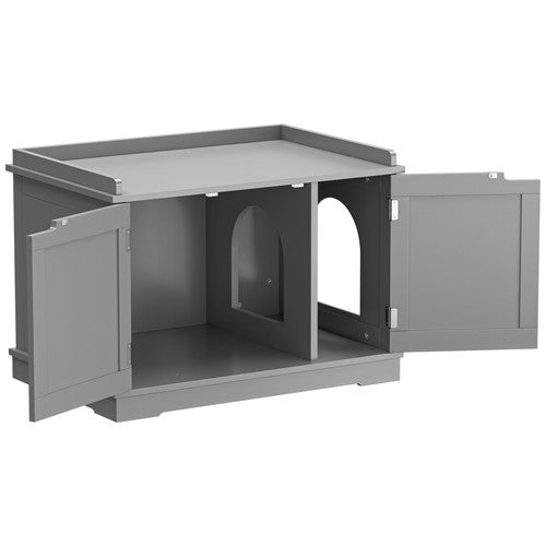 Segawe Cat Washroom Storage Bench Litter Box Cover with Sturdy Wooden Gray