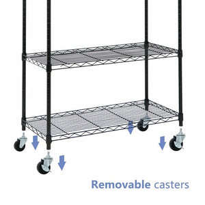 Segawe 5-Tier Shelves Wire Unit Rack Large Space Storage Rolling with 4 Wheel Casters