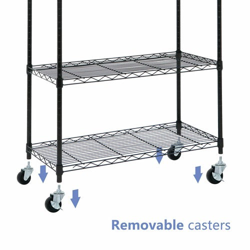 Segawe 5-Tier Shelves Wire Unit Rack Large Space Storage Rolling with 4 Wheel Casters