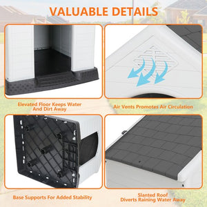Segawe Cozy Pet Dog House Waterproof Dog House for Small to Medium Size Outdoor Grey