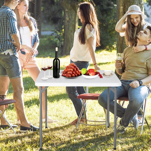 Segawe  34" Portable Plastic Dining Card Table  Fold-in-Half w/ Handle Outdoor Party