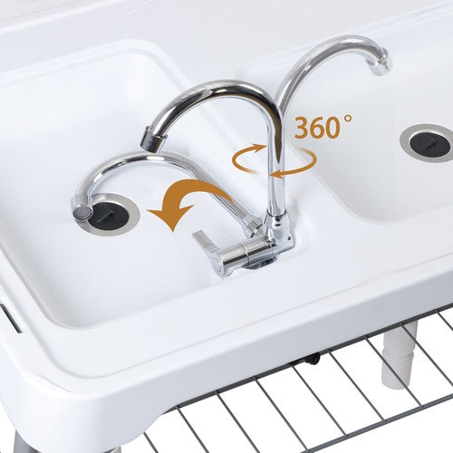 Segawe Fish Cleaning Table with Sink 42.6" Width Portable Folding Camping Table Patio