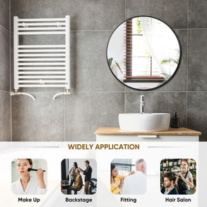 Segawe Black Round Mirror 30 inch Circle Mirror Metal Frame Wall Mounted Vanity Mirror
