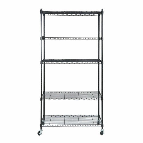 Segawe 5-Tier Shelves Wire Unit Rack Large Space Storage Rolling with 4 Wheel Casters