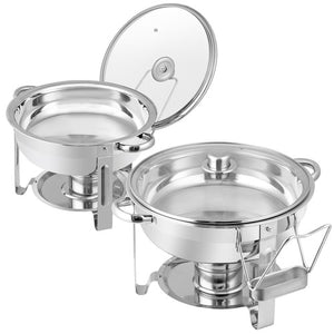 Segawe 2 PCS 5 Qt Stainless Steel Round Chafing Dishes Buffet Warmer Set with Lid