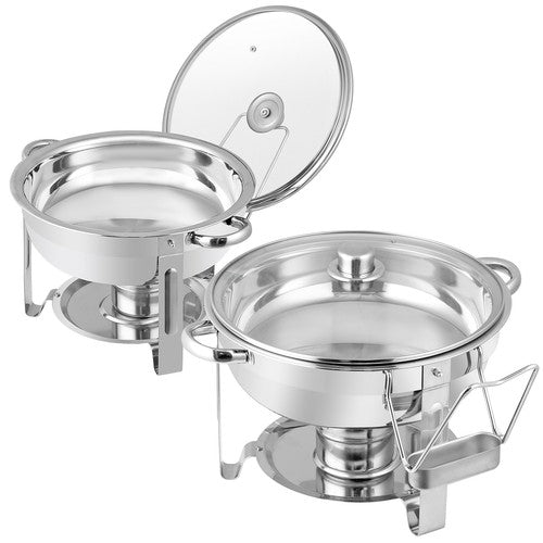 Segawe 2 PCS 5 Qt Stainless Steel Round Chafing Dishes Buffet Warmer Set with Lid