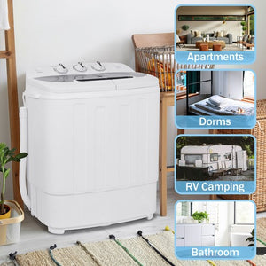 Segawe Compact Mini Twin Tub Washing Machine Portable 13lbs Laundry Washer and Dryer