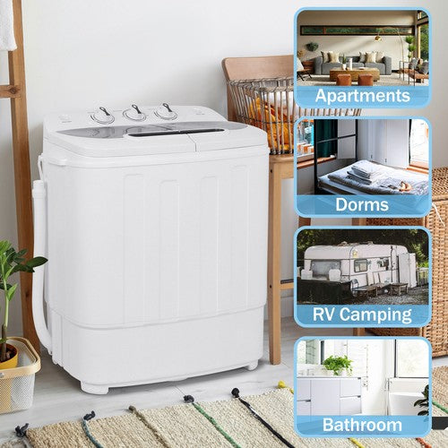 Segawe Compact Mini Twin Tub Washing Machine Portable 13lbs Laundry Washer and Dryer