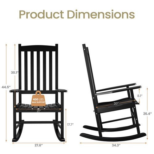 Segawe 2PCS Outdoor Rocking Chair High Back Porch Rocker Chair All Weather Resistant