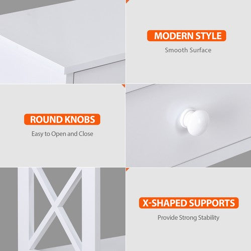 Segawe 3 Tier X Shaped Entryway Console Table with Storage Drawer Multipurpose White