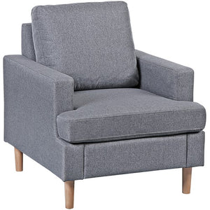 Segawe Accent Chair Mid-Century Comfy Upholstered Lounge Arm Chair with Pillow Grey