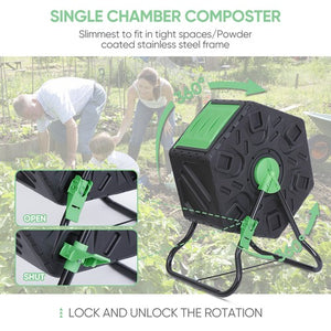 Segawe 18.5 Gal Compost Bin Compost Tumbler Single Chamber Composter Outdoor Garden