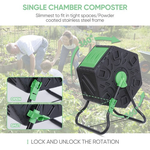 Segawe 18.5 Gal Compost Bin Compost Tumbler Single Chamber Composter Outdoor Garden