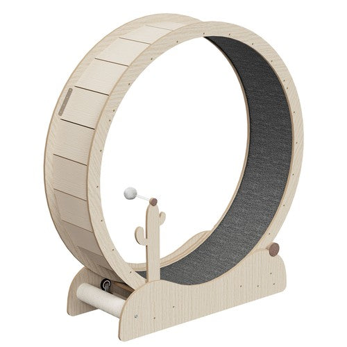 Segawe 43" Natural Wood Cat Wheel Exerciser for Indoor Cats Safety Cat Treadmill Large