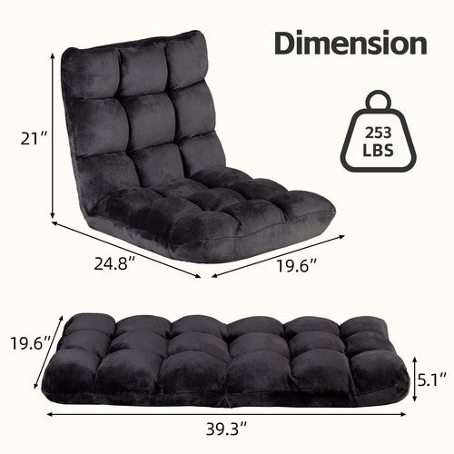 Segawe Folding Floor Chair w/Back Support Sofa Gaming Chair Adjustable Position Black