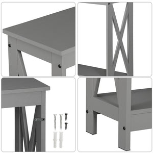 Segawe 2-Tier Narrow Console Table for Entryway Storage Shelf Modern Accent Sofa Grey