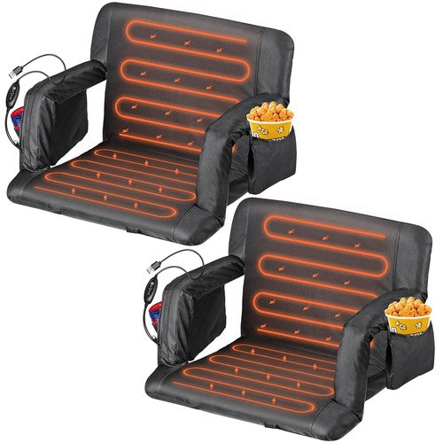 Segawe 2PCS Fold Heated Stadium Seats for Bleachers with Back Support and Wide Cushion