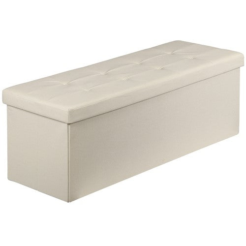 Segawe 43" Storage Bench Folding Footrest Stool Toy Chest for Living Room 18lbs Beige