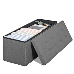Segawe 43"Storage Ottoman Bench Folding Chest Footrest Stool MDF Frame w/Lid Light Grey