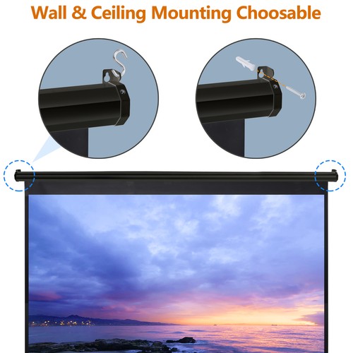 Segawe Black Projector Screen Pull Down 16:10 Foldable Wall Mount HD Projection Screen