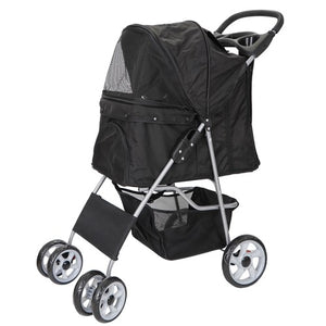 Segawe Pet Dog Stroller Travel Carriage 4 Wheels w/Foldable Carrier Cart & Cup Holder