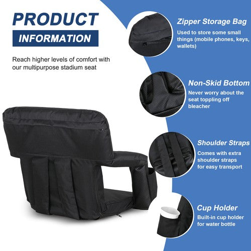 Segawe Wide Stadium Seats Chairs For Bleachers w/Back Cushion 5 Reclining Position