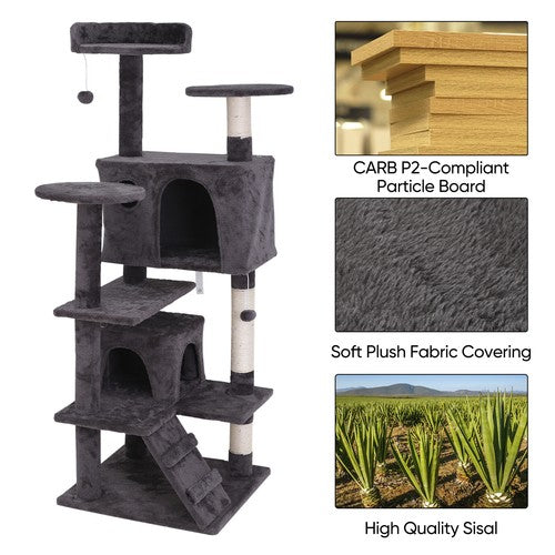 Segawe 55" STURDY Cat Tree Tower Activity Center Large Playing House Condo For Rest