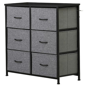 Segawe 6 Drawer Dresser Storage Tower with Fabric For Living Room Laundry Entryway Gray