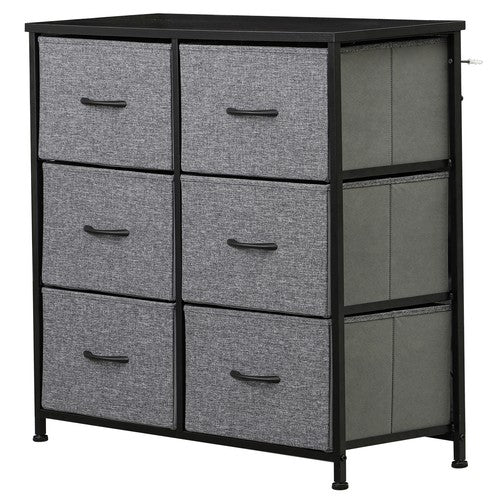Segawe 6 Drawer Dresser Storage Tower with Fabric For Living Room Laundry Entryway Gray