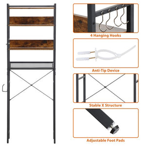 Segawe  4-Tier Over The Toilet Storage Versatile Bathroom Organizer Rack Brown