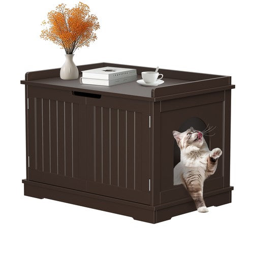 Segawe Cat Litter Box Enclosure Furniture Cat Washroom Hidden Litter Box Cabinet Coffee