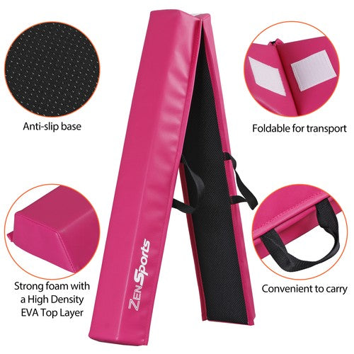 Segawe 6' Pink Balance Beam Extra Firm Vinyl Folding Gymnastics Beam W/ Handle For Home