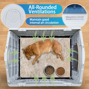Segawe Plastic Dog House Outdoor Indoor Doghouse Puppy Shelter with Adjustable Skylight