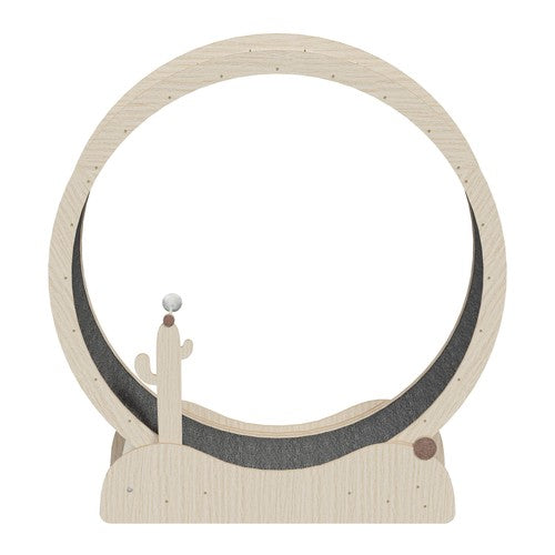 Segawe 47" Natural Wood Cat Wheel Exerciser for Indoor Cats Safety Cat Treadmill Large