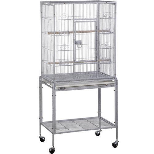 Segawe 53 Inch Flight Bird Cage Large Wrought Iron Parrot Cage with Rolling Stand White