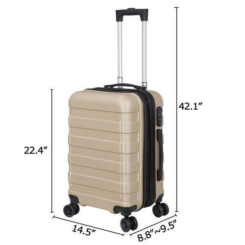Segawe 21" Champagne Travel Carry-on Luggage Trolley Suitcase Hardside Spinner Suitcase