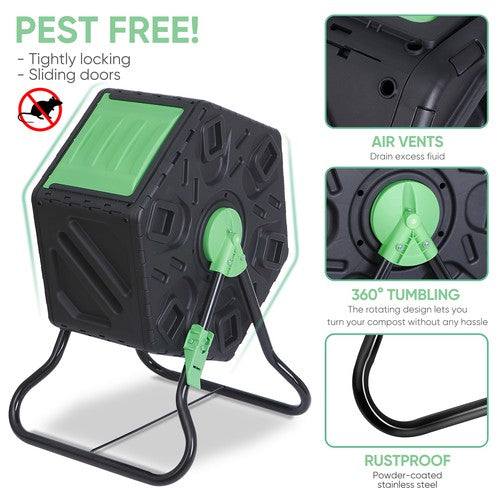 Segawe 18.5 Gal Compost Bin Compost Tumbler Single Chamber Composter Outdoor Garden