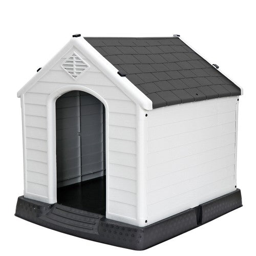 Segawe Indoor Outdoor Dog House Pet Shelter Grey Waterproof Up to 100LB Dog w/Air Vents