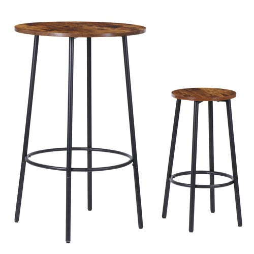 Segawe 3 Piece Pub Dining Set Bar Table & Stools for 2 Kitchen Counter Height Wood Top